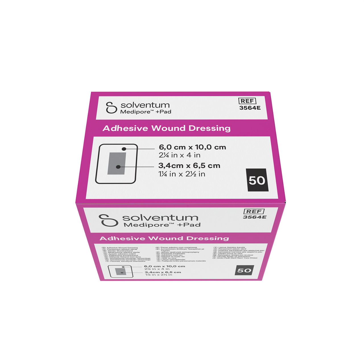 Solventum™ Medipore™+Pad Adhesive Wound Dressing, 3564E, 6 ft x 10 cm - Top, Center, In Packaging (3C1)