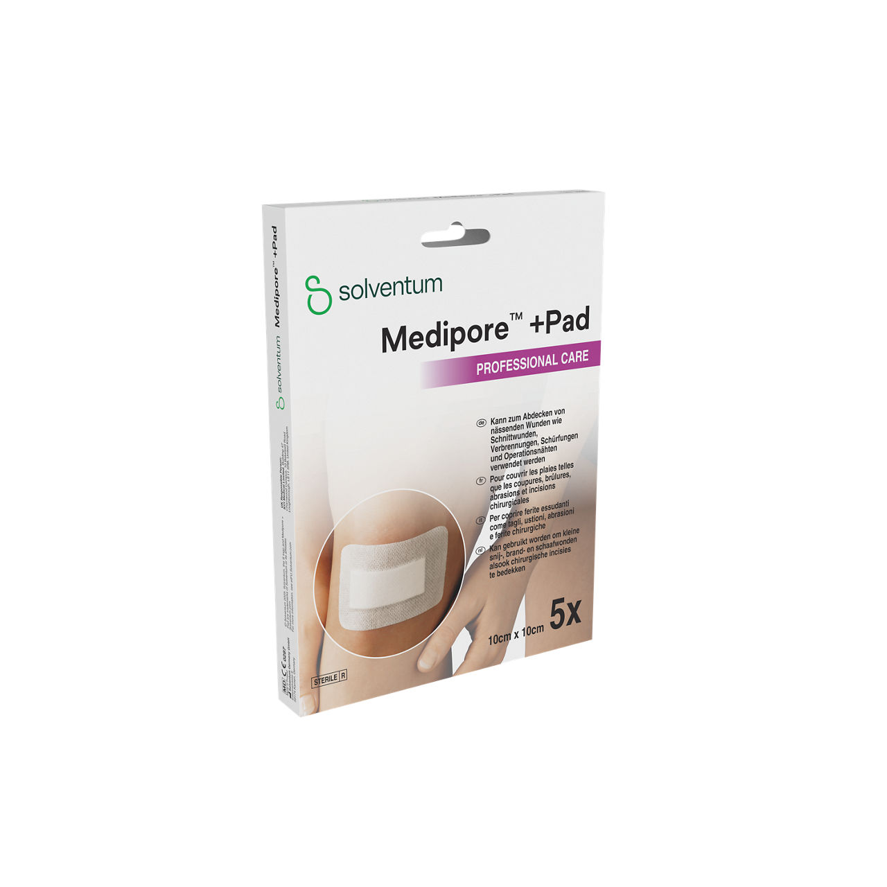 Solventum™ Medipore™ +Pad Adhesive Wound Dressing, 3566NP - Front, Left, In Packaging (1L1)