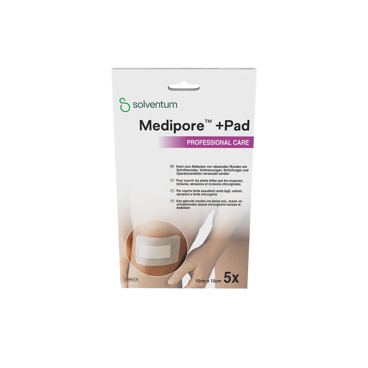 Solventum™ Medipore™ +Pad Professional Care Steriler Wundverband, 3569NP, 10 cm x 15 cm, Pad - 5 cm x 10,5 cm, 5/CAR