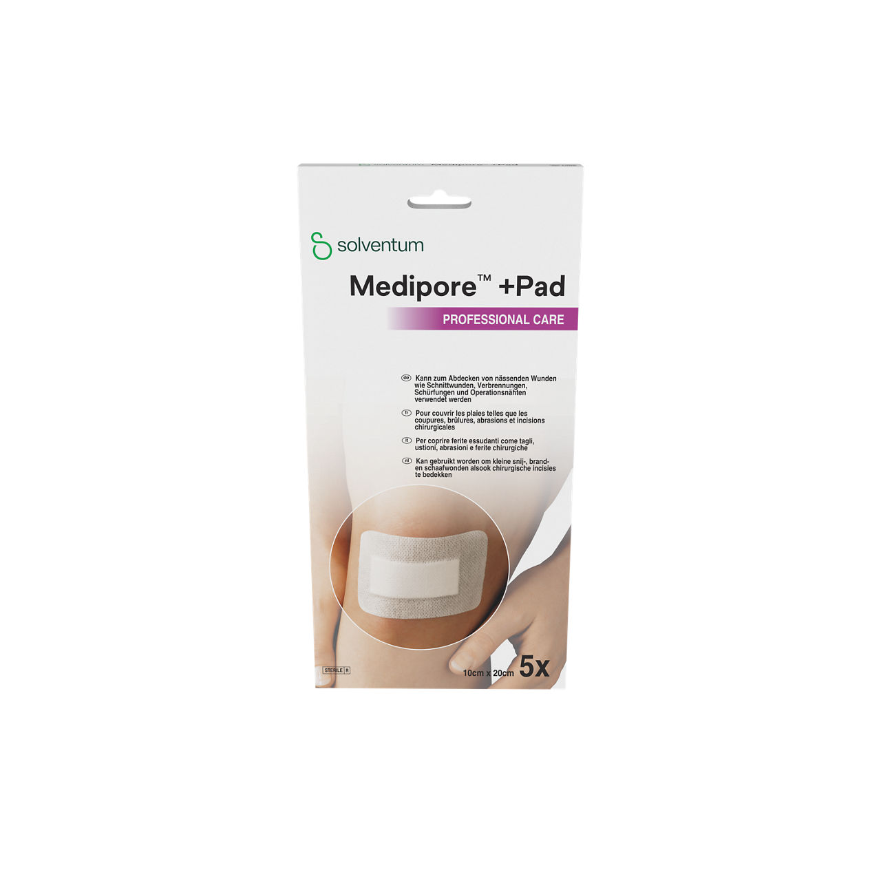 Solventum™ Medipore™ +Pad Professional Care Steriler Wundverband, 3570NP, 10 cm x 20 cm, Pad - 5 cm x 15,5 cm, 5/CAR