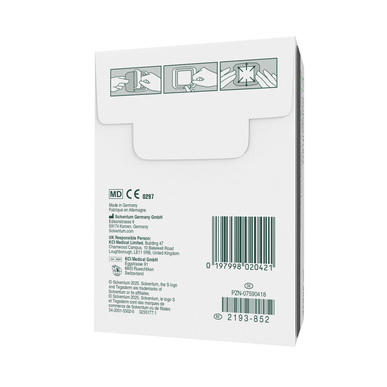 Solventum™ Tegaderm™ + Pad Film Dressing with Non-adherent Pad, 3582E, Dressing - 2 in x 2 3/4 in, Pad - 1 in x 1 1/2 in - Back, Center, In Packaging (7C1)