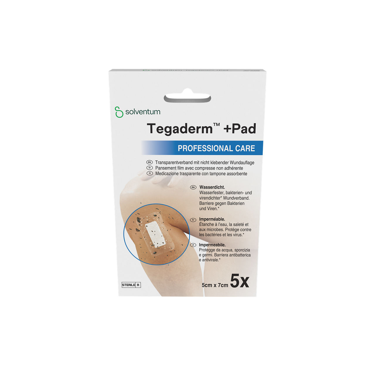Solventum™ Tegaderm™ +Pad Professional Care Pansement film avec compresse non adhérente, 3582NP, 5 x 7 cm, Pad - 2,5 x 4 cm, 5/CAR