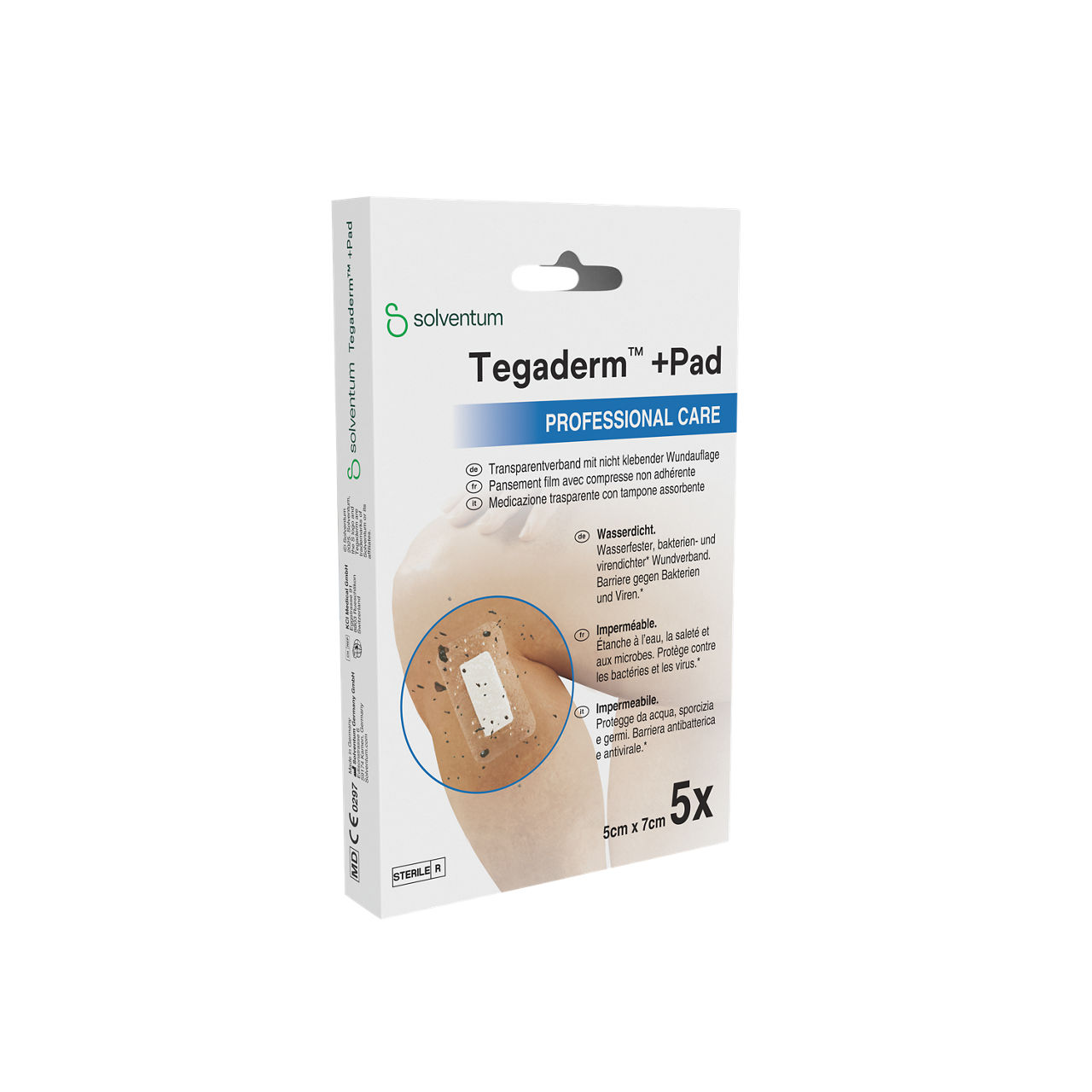 Solventum™ Tegaderm™ +Pad Film Dressing with Non-Adherent Pad, 3582NP, 30/CS - Front, Left, In Packaging (1L1)