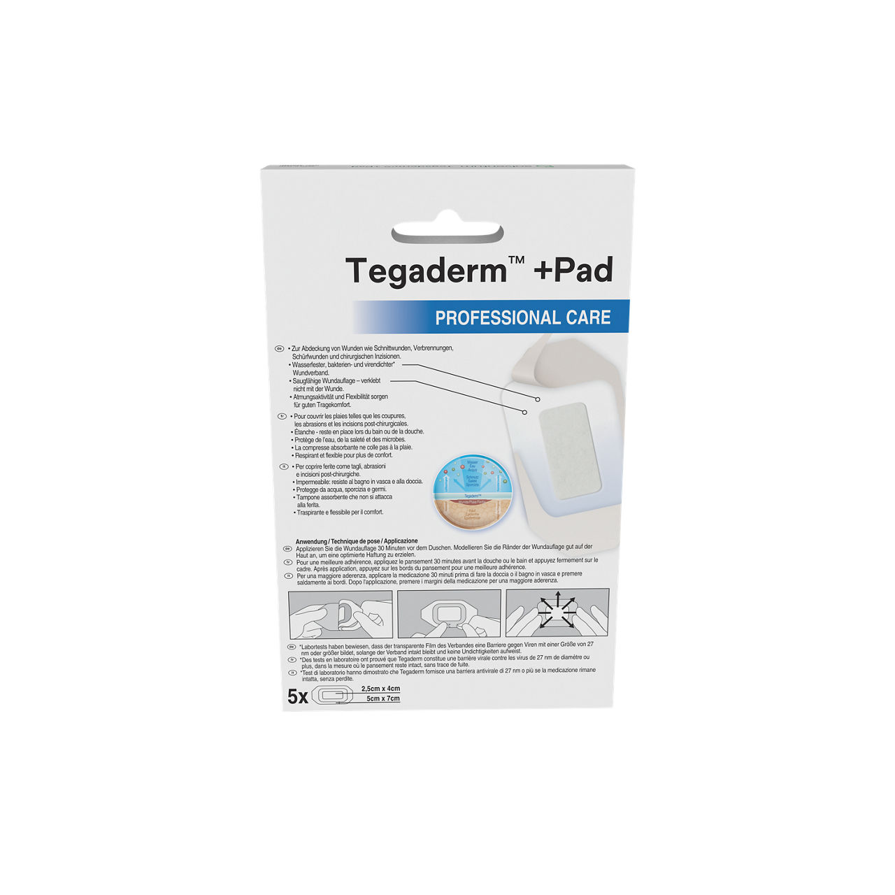 Solventum™ Tegaderm™ +Pad Film Dressing with Non-Adherent Pad, 3582NP, 30/CS - Back, Center, In Packaging (7C1)