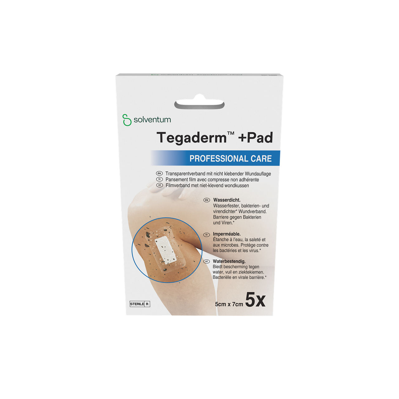 Solventum™ Tegaderm™ +Pad Professional Care Pansement film avec compresse non adhérente, 3582P, 5 x 7 cm, Pad - 2,5 x 4 cm, 5/CAR