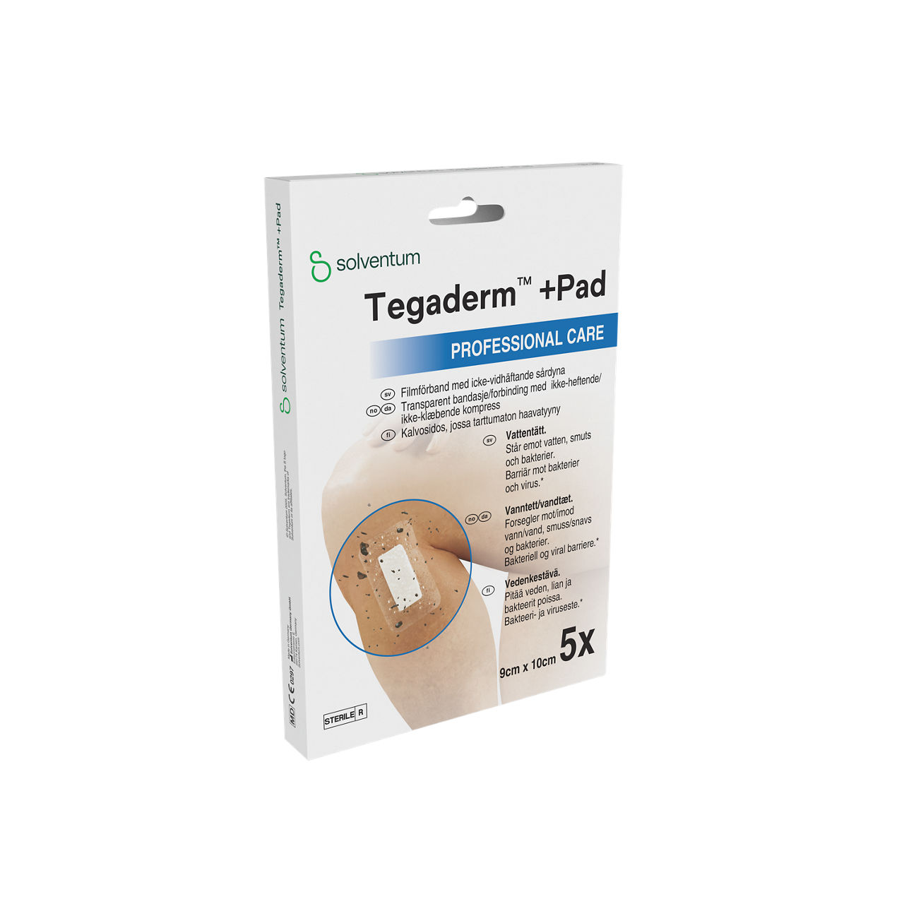 Solventum™ Tegaderm™ +Pad Film Dressing with Non-Adherent Pad, 3586SP, 30 BAG/CS - Front, Left, In Packaging (1L1)
