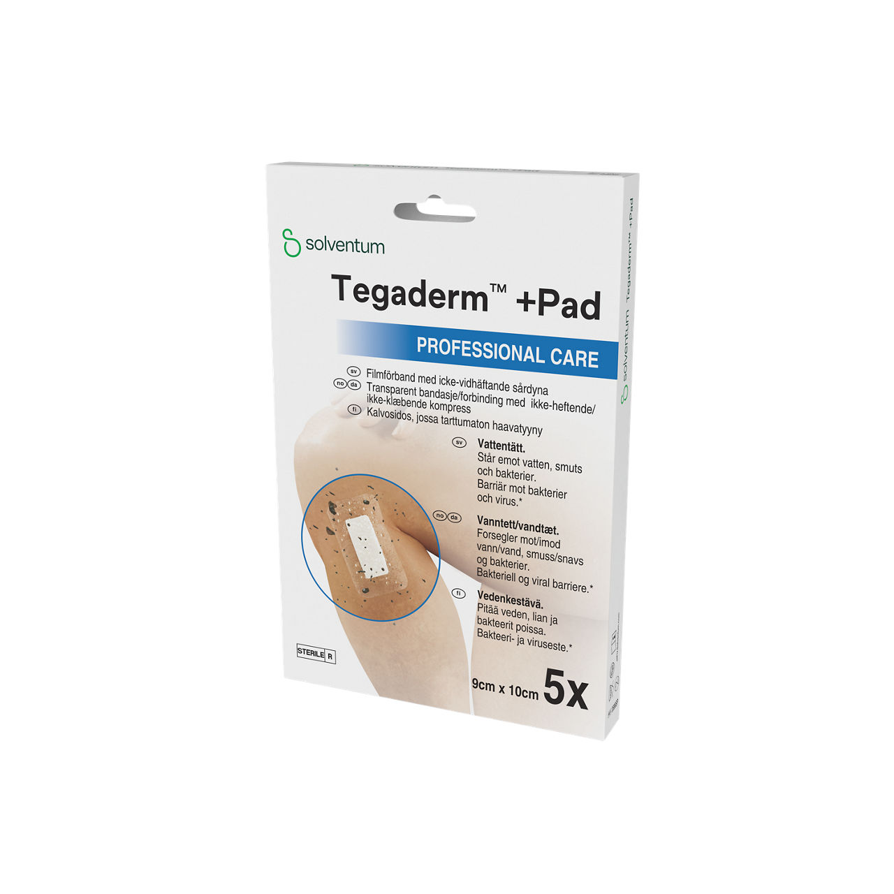 Solventum™ Tegaderm™ +Pad Film Dressing with Non-Adherent Pad, 3586SP, 30 BAG/CS - Front, Right, In Packaging (1R1)