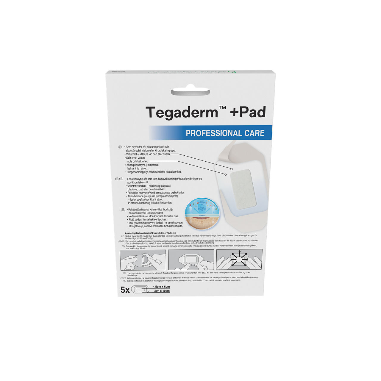 Solventum™ Tegaderm™ +Pad Film Dressing with Non-Adherent Pad, 3586SP, 30 BAG/CS - Back, Center, In Packaging (7C1)