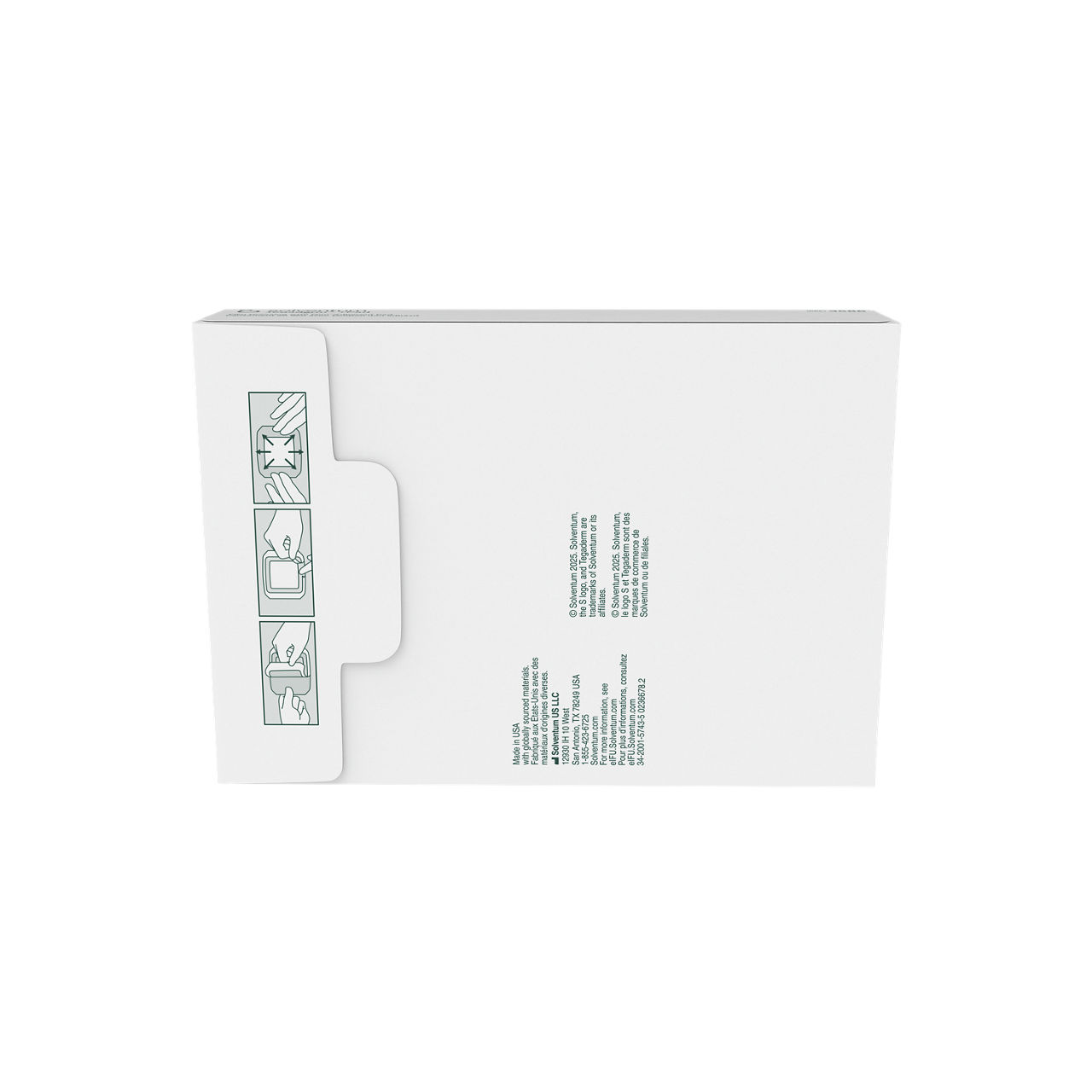 Solventum™ Tegaderm™ +Pad Film Dressing with Non-Adherent Pad, 3586, 3 1/2 in x 4 in (9 cm x 10 cm), 25/CAR, 4 CAR/CS - Back, Center, In Packaging (7C1)