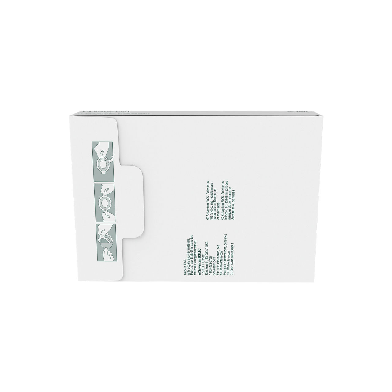 Solventum™ Tegaderm™ +Pad Film Dressing with Non-Adherent Pad, 3587, 3 1/2 in x 4 1/8 in (9 cm x 10.5 cm), 25/CAR, 4 CAR/CS - Back, Center, In Packaging (7C1)