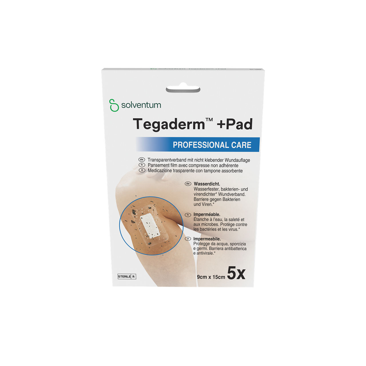 Solventum™ Tegaderm™ +Pad Film Dressing with Non-Adherent Pad, 3589NP, 30/CS - Front, Center, In Packaging (1C1)