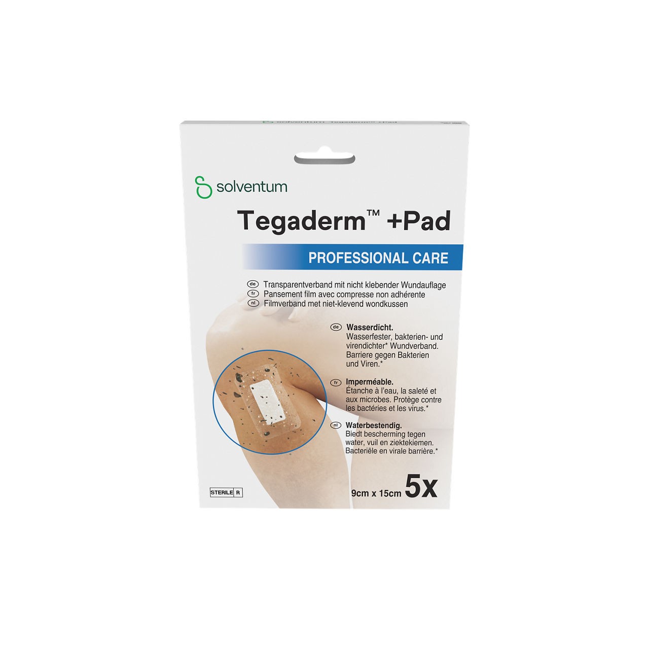Solventum™ Tegaderm™ +Pad Professional Care Pansement film avec compresse non adhérente, 3589P, 9 cm x 15 cm, 5/CAR