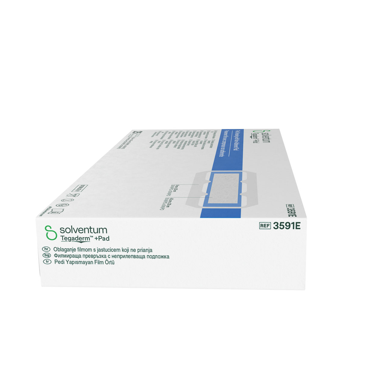 Solventum™ Tegaderm™ + Pad Film Dressing with Non-Adherent Pad, 3591E, 100/CS - Left, Center, In Packaging (2C1)