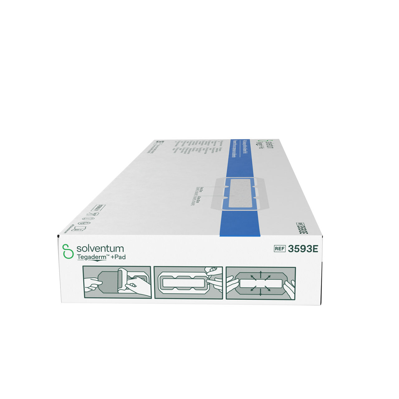 Solventum™ Tegaderm™ + Pad Film Dressing with Non-Adherent Pad, 3593E, 100/CS - Left, Center, In Packaging (2C1)