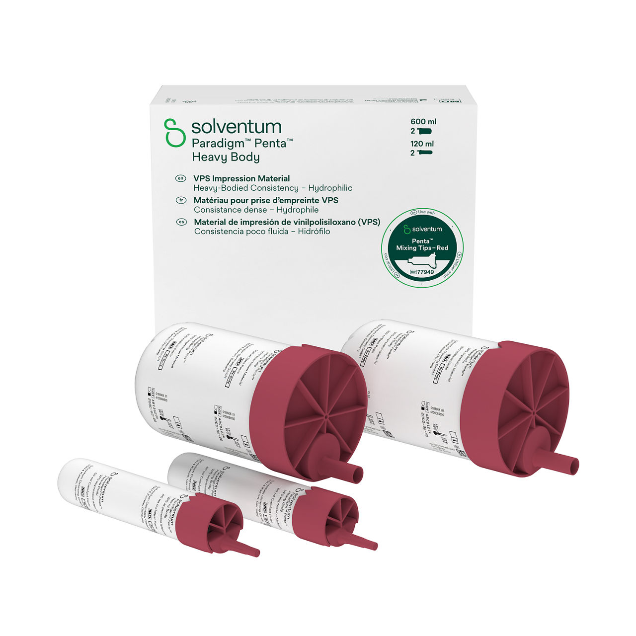 Solventum™ Penta™ VPS Impression Material Heavy-Bodied ConsistencyHydrophilic, 36716, 600 mL base, 120 mL catalyst, 2/PAC