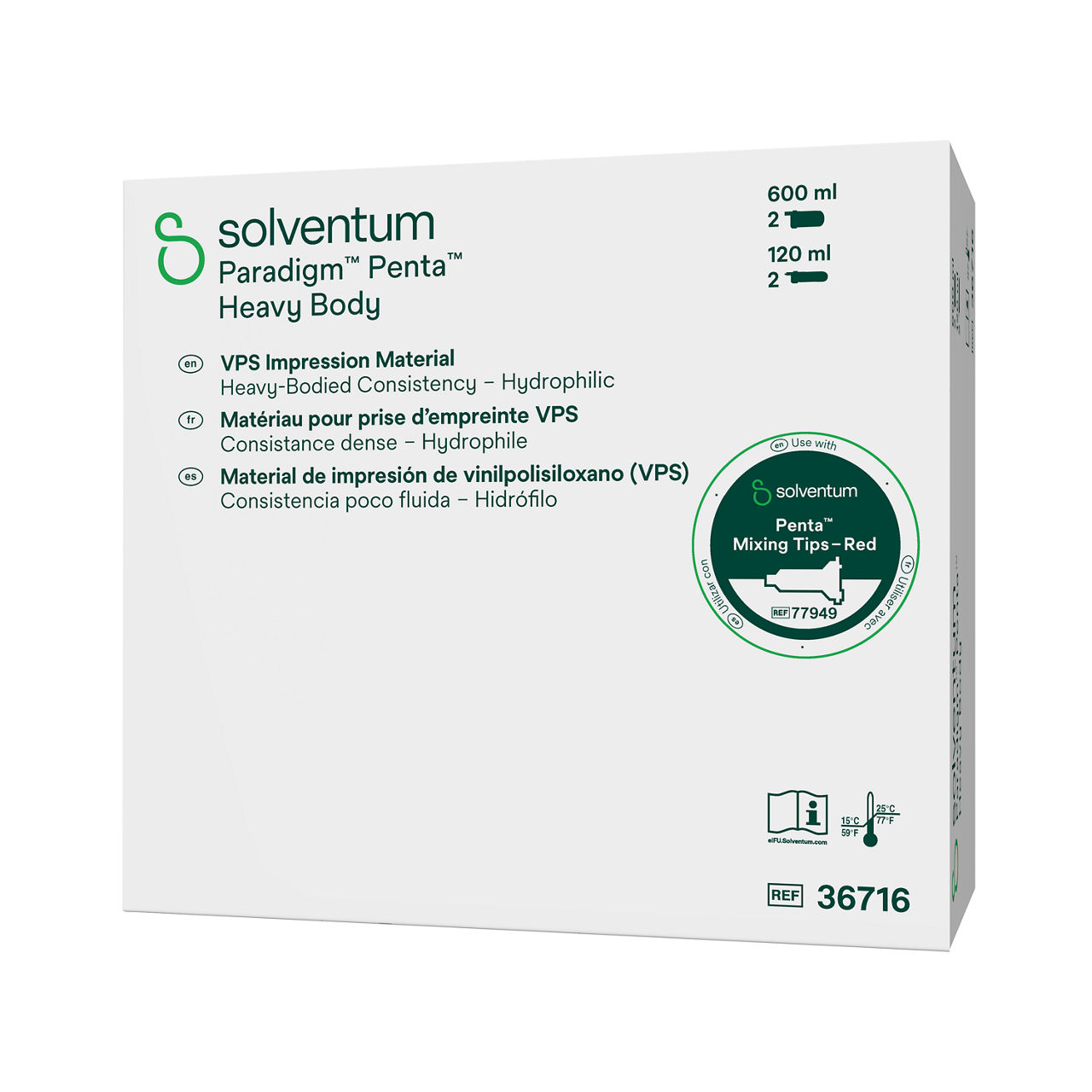 Solventum™ Paradigm™ Penta™ Heavy Body VPS Impression Material, 36716, Heavy Body - Front, Right, In Packaging (1R1)