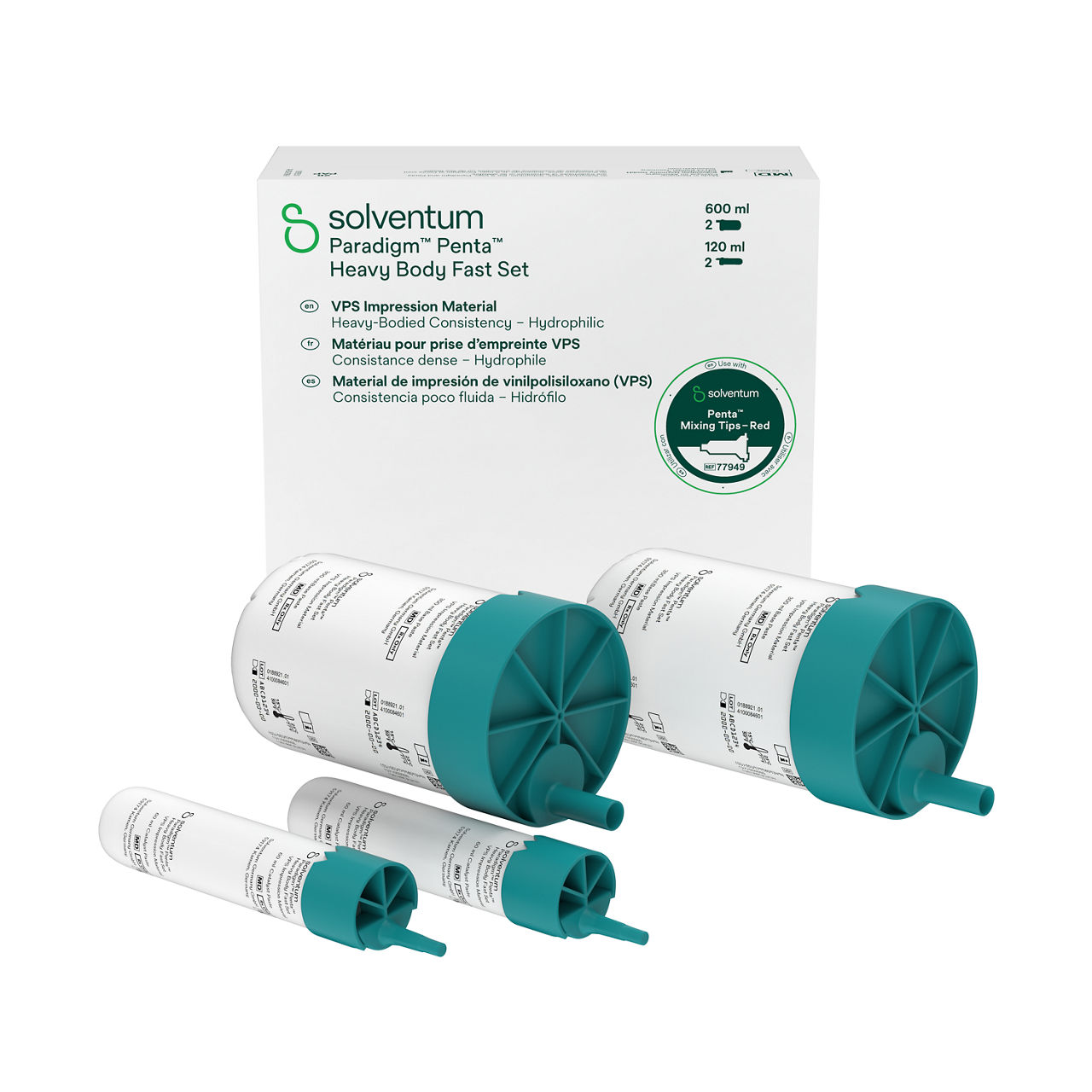 Solventum™ Paradigm™ Penta™ Fast Set VPS Impression Material Hydrophilic, 36717, 600 mL base, 120 mL catalyst, 2/PAC