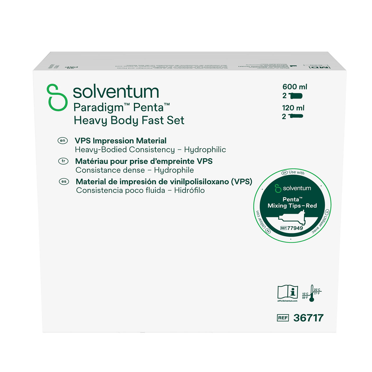 Solventum™ Paradigm™ Penta™ Heavy Body Fast Set VPS Impression Material, 36717, Heavy Body - Front, Center, In Packaging (1C1)
