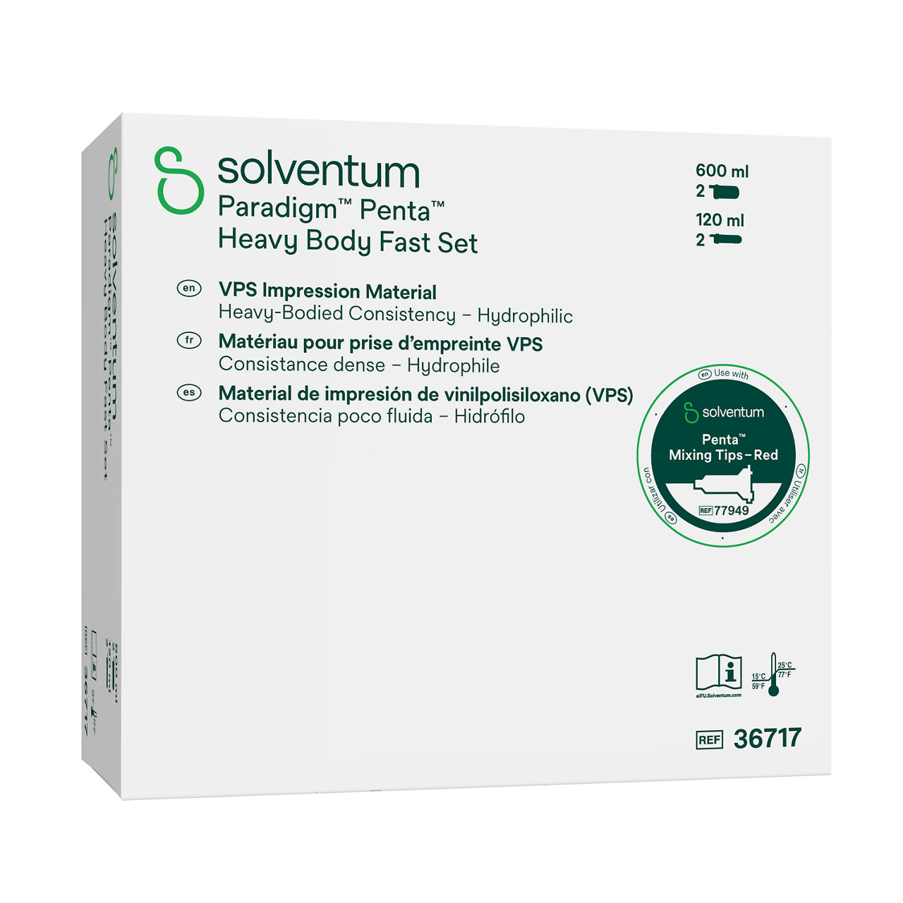 Solventum™ Paradigm™ Penta™ Heavy Body Fast Set VPS Impression Material, 36717, Heavy Body - Front, Right, In Packaging (1R1)