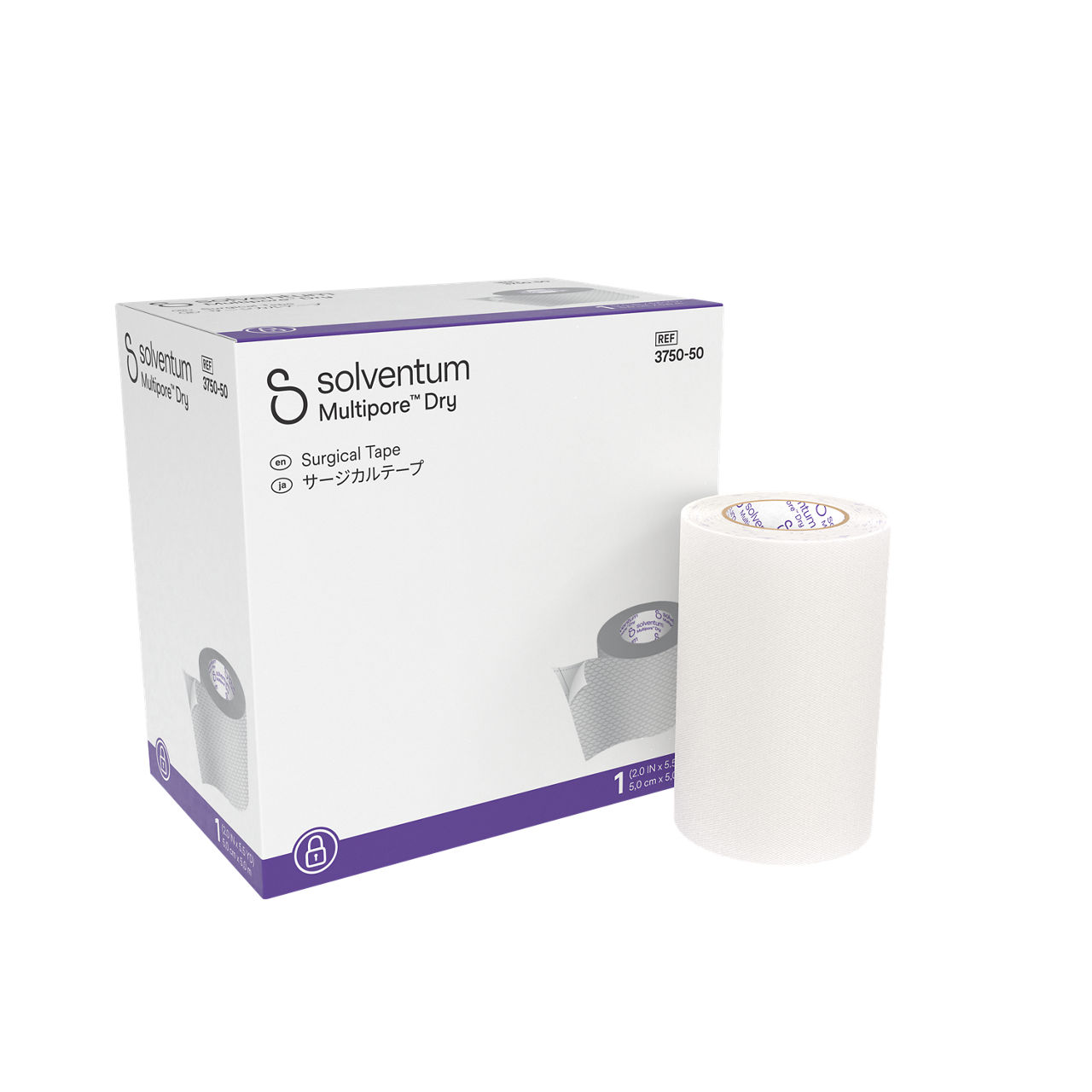 Solventum™ Multipore™ Dry サージカルテープ, 3750-50, 5 cm x 5 m (2 IN x 5.5 YD), 1/CAR