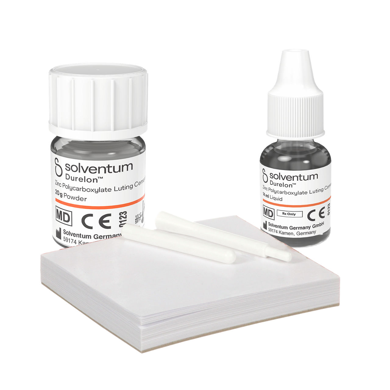 Solventum™ Durelon™ Zinc Polycarboxylate Luting Cement, 38019, Intro Kit - Front, Center, Out of Packaging (1C0)