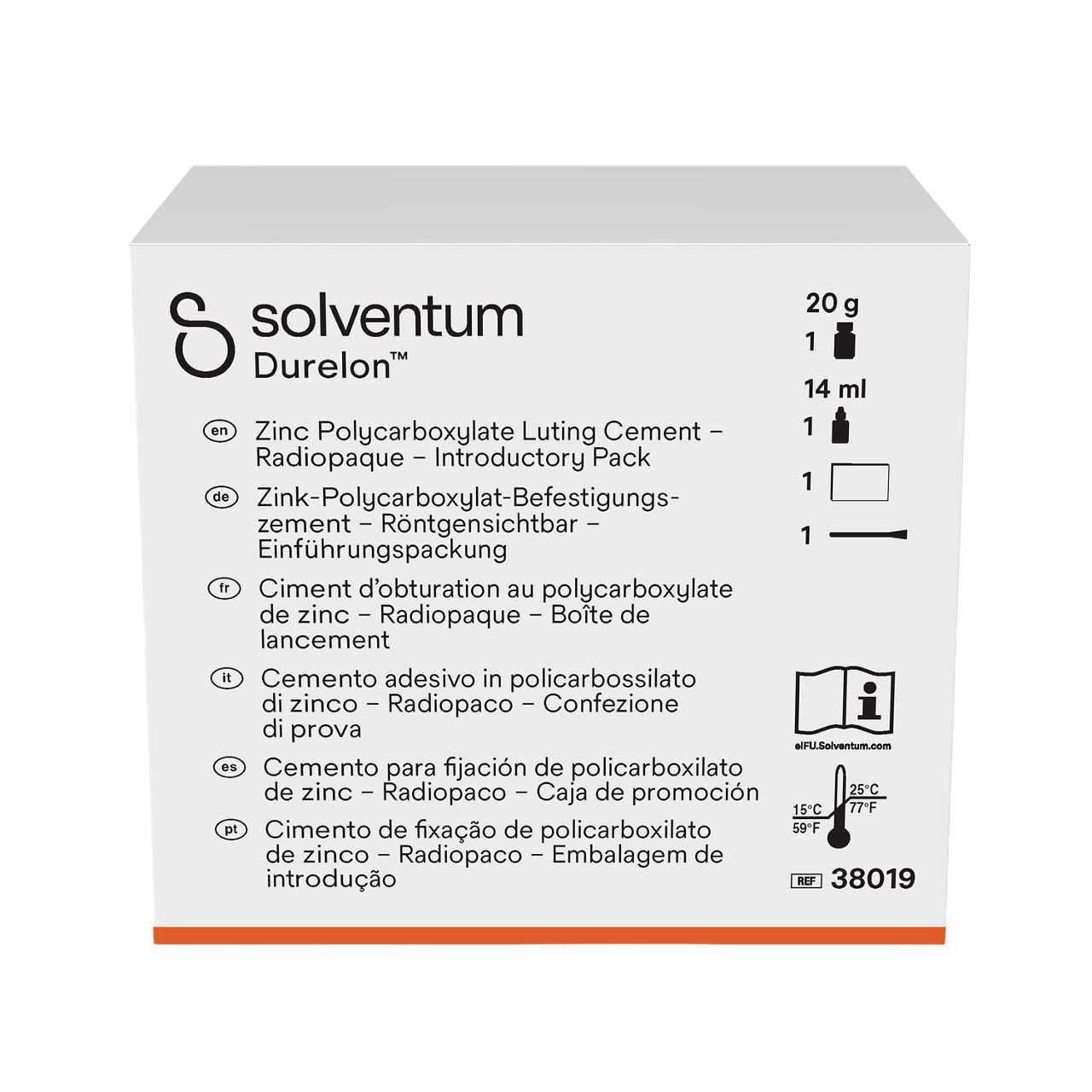 Solventum™ Durelon™ Zinc Polycarboxylate Luting Cement, 38019, Intro Kit - Front, Center, In Packaging (1C1)