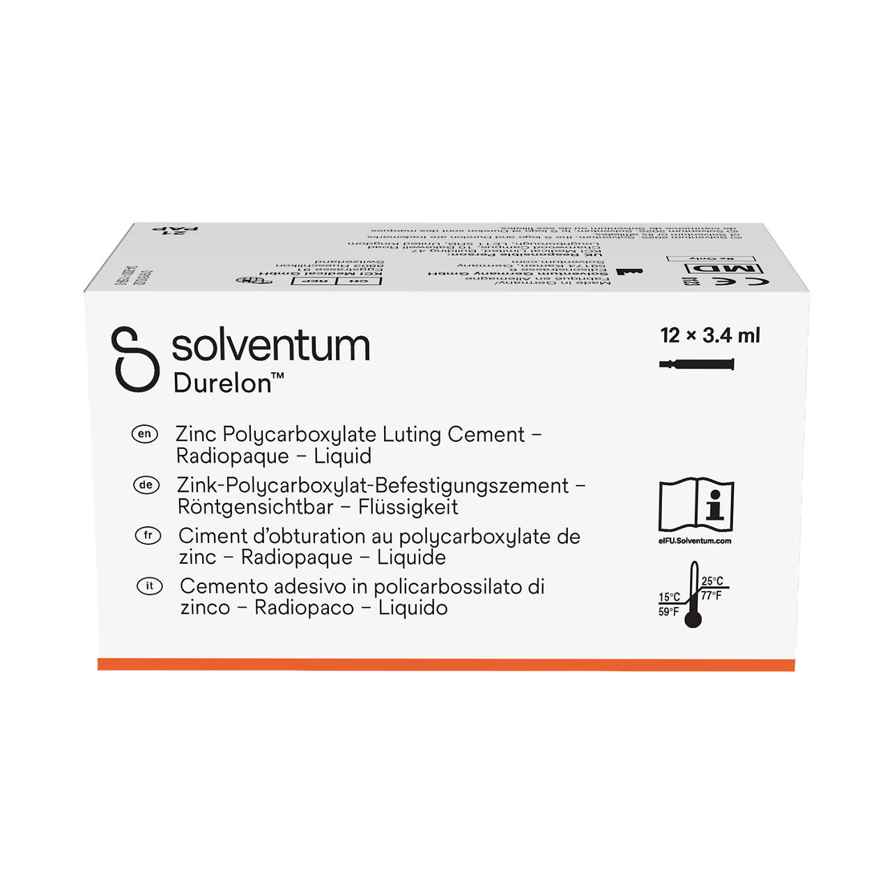 Solventum™ Durelon™ Zinc Polycarboxylate Luting Cement Radiopaque Liquid, 38267, 3.4 mL, 12/PAC