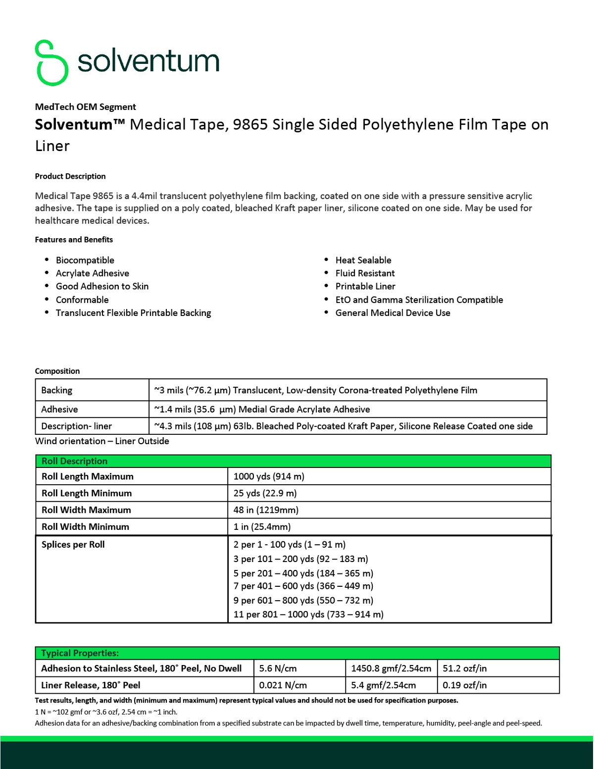 3M Medical Tape 9865, Transparent Polyethylene