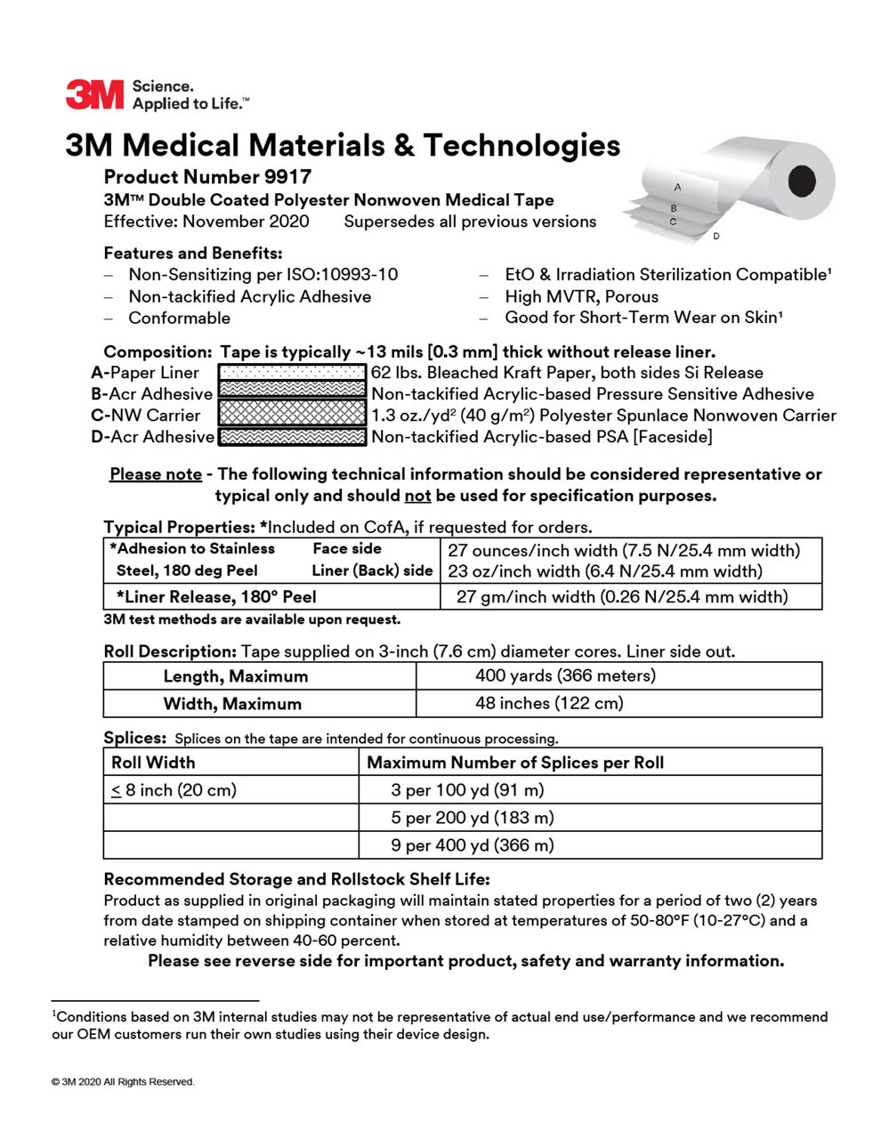 3M™ Medical Tape 9917, Technical Information Sheet