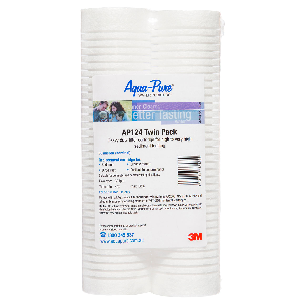 3M™ Aqua-Pure™ AP100 Series Whole House Water Filter Drop-in Cartridge AP124, 5620602, Standard, 2 Pack, 12/Case