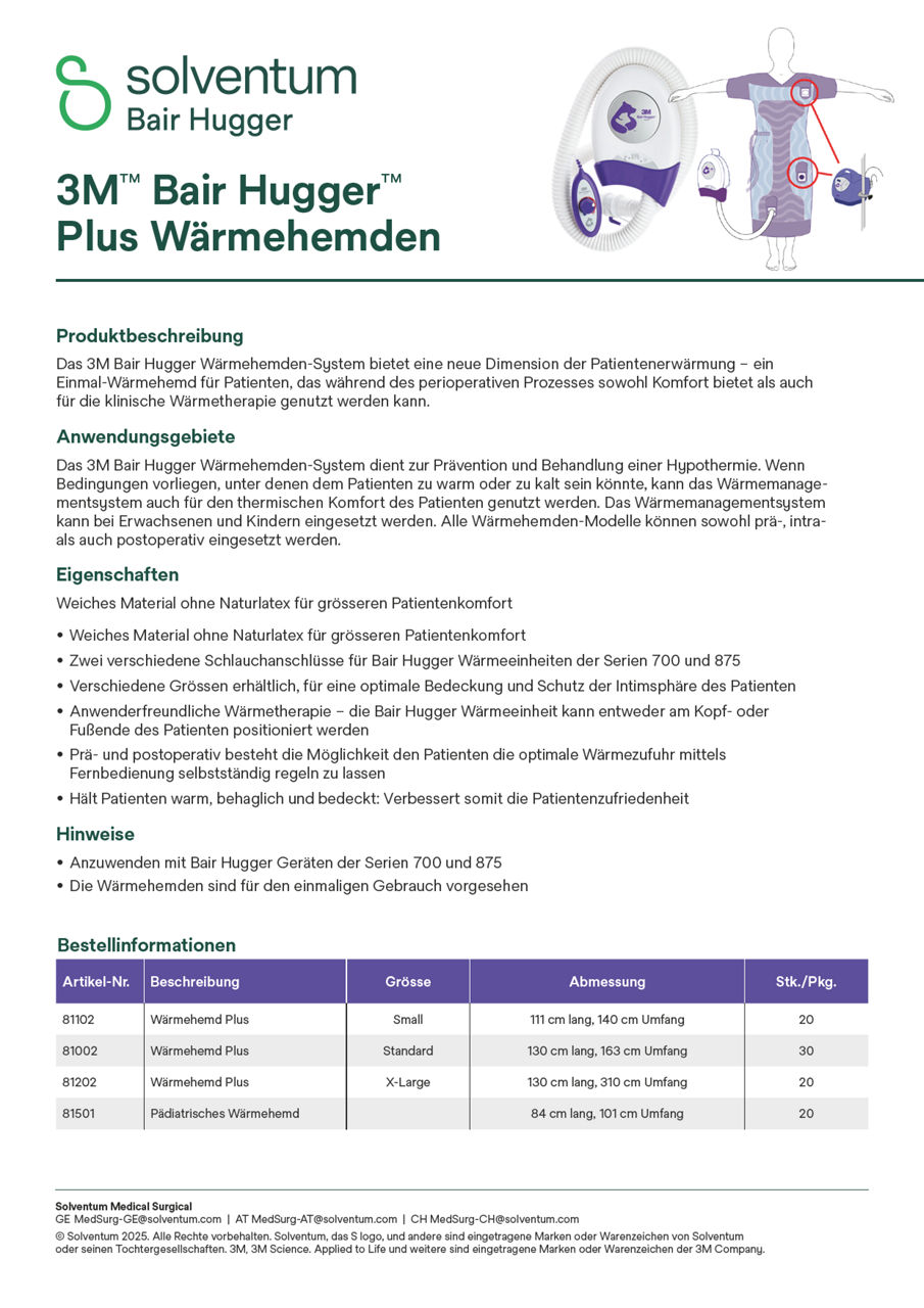 Bair Hugger™ Plus Wärmehemden Onepager DACH-de