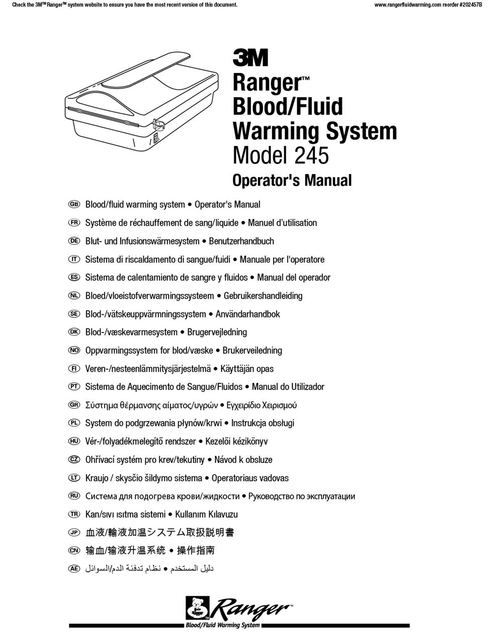 Ranger™ Blood/Fluid Warming System Model 245  