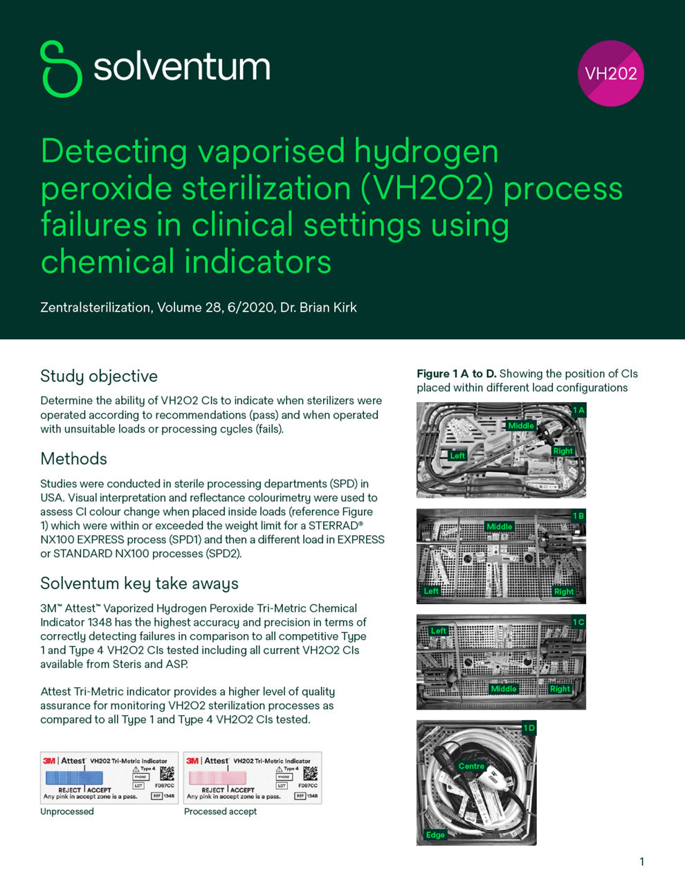 Detecting VH202 sterilization process failures in clinical settings using chemical indicators