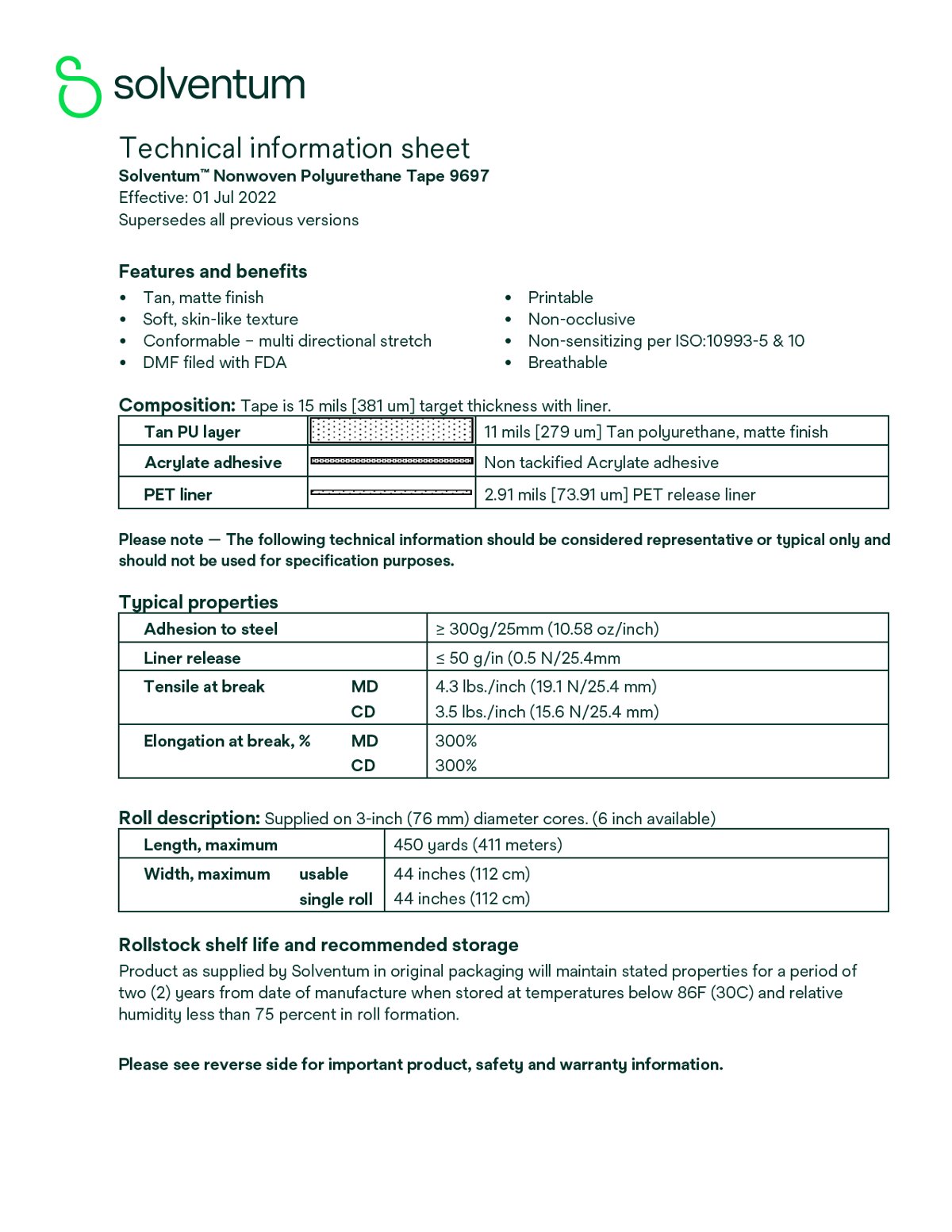 3M CoTran Nonwoven Polyurethane Tape