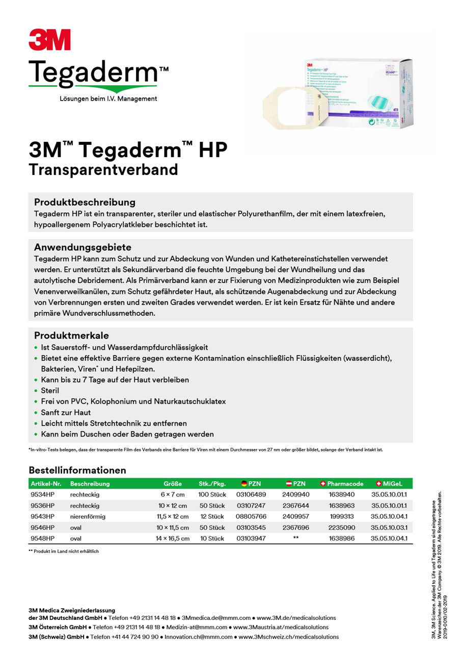 3M™ Tegaderm™ HP Transparentverband Produktbeschreibung