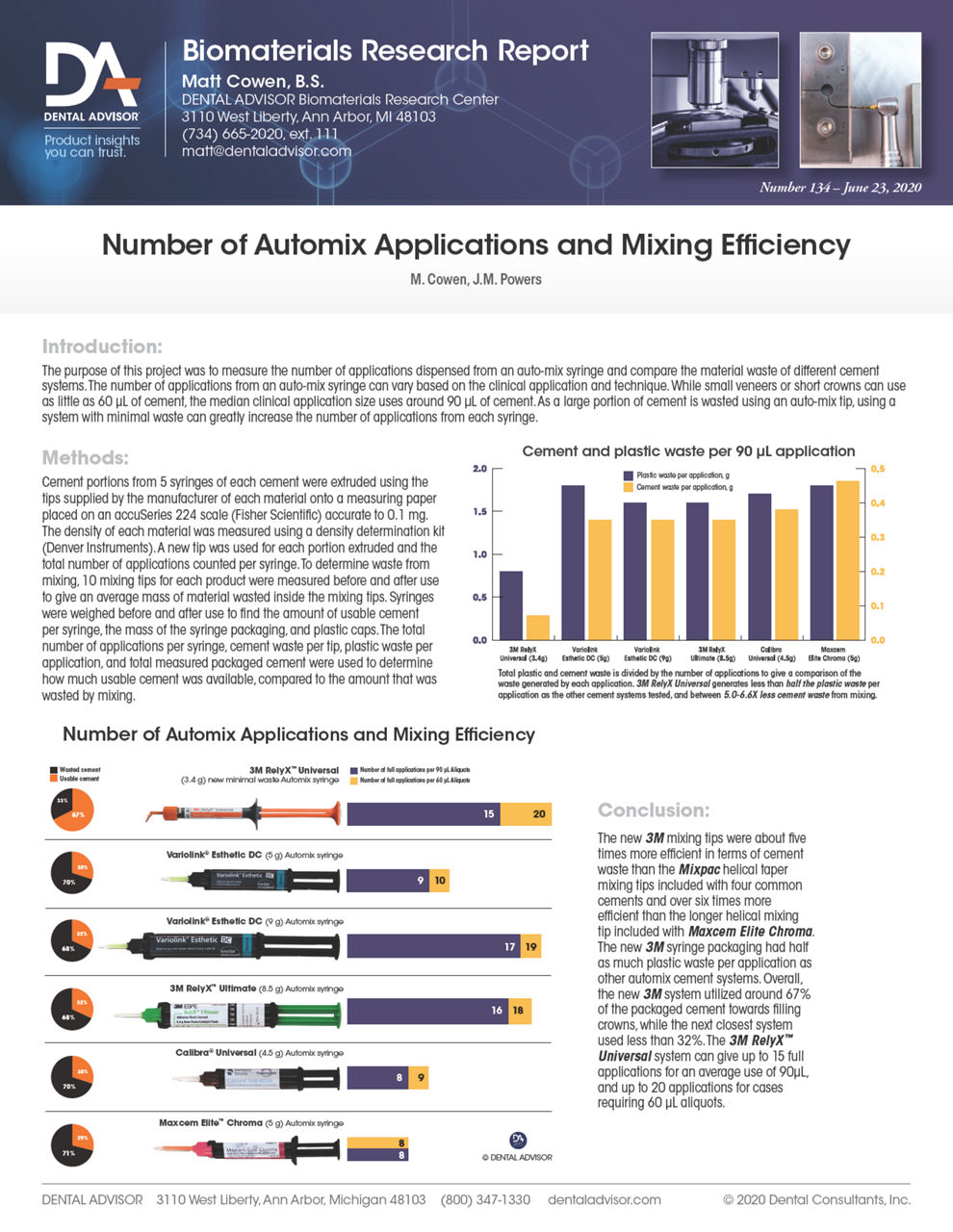 RelyX™ Universal DA Applications Report