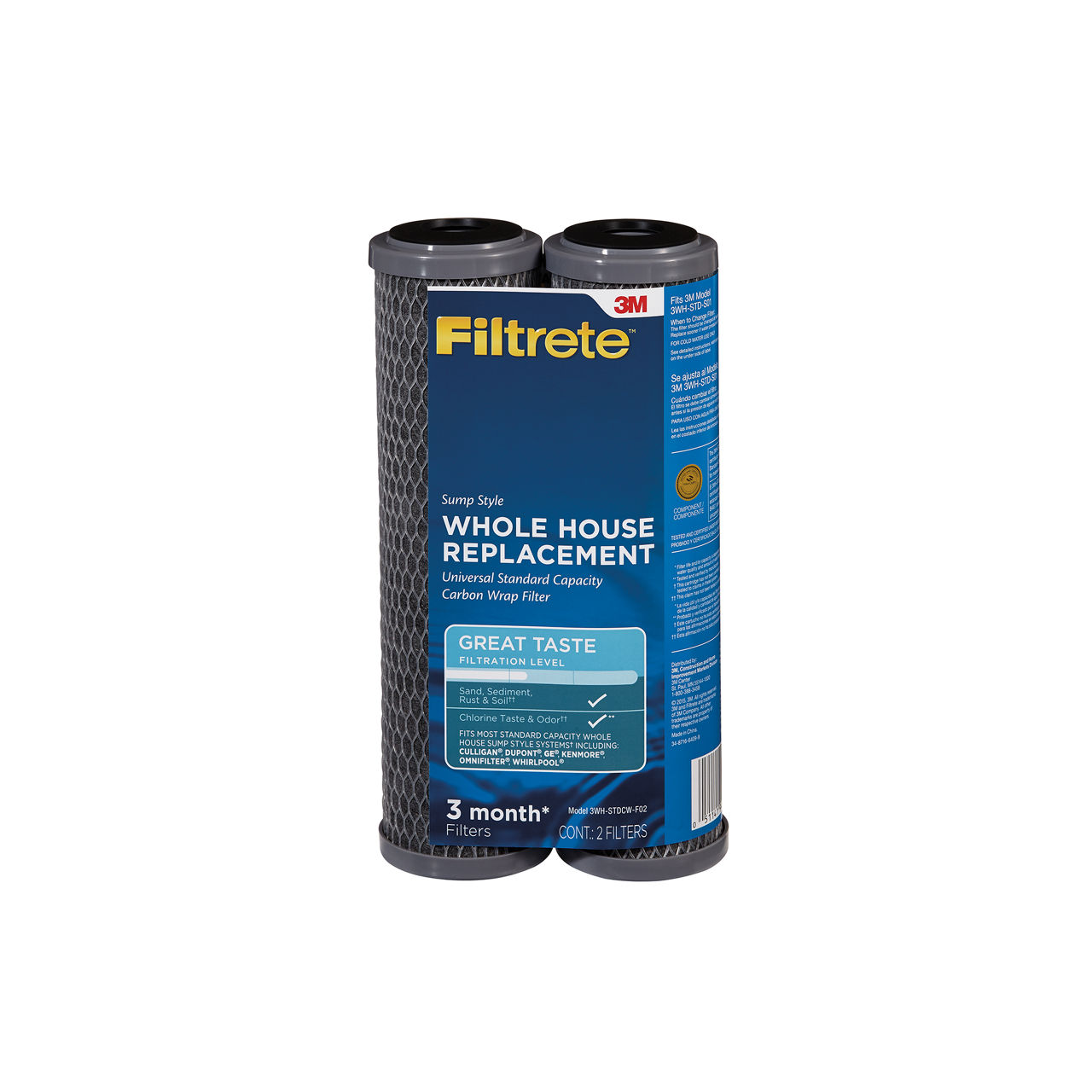 Filtrete™ Whole House Replacement Water Filter Drop-in Cartridge 3WH-STDCW-F02, Standard Size, 2 Per Case