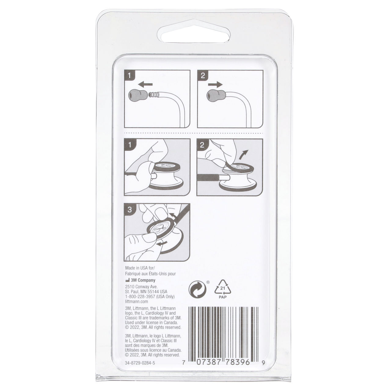 3M™ Littmann® Stethoscope Spare Parts Kit Classic III™ Cardiology IV™ and CORE, 40016, Black