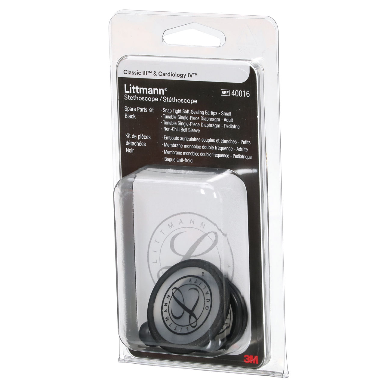 3M™ Littmann® Stethoscope Spare Parts Kit Classic III™ Cardiology IV™ and CORE, 40016, Black