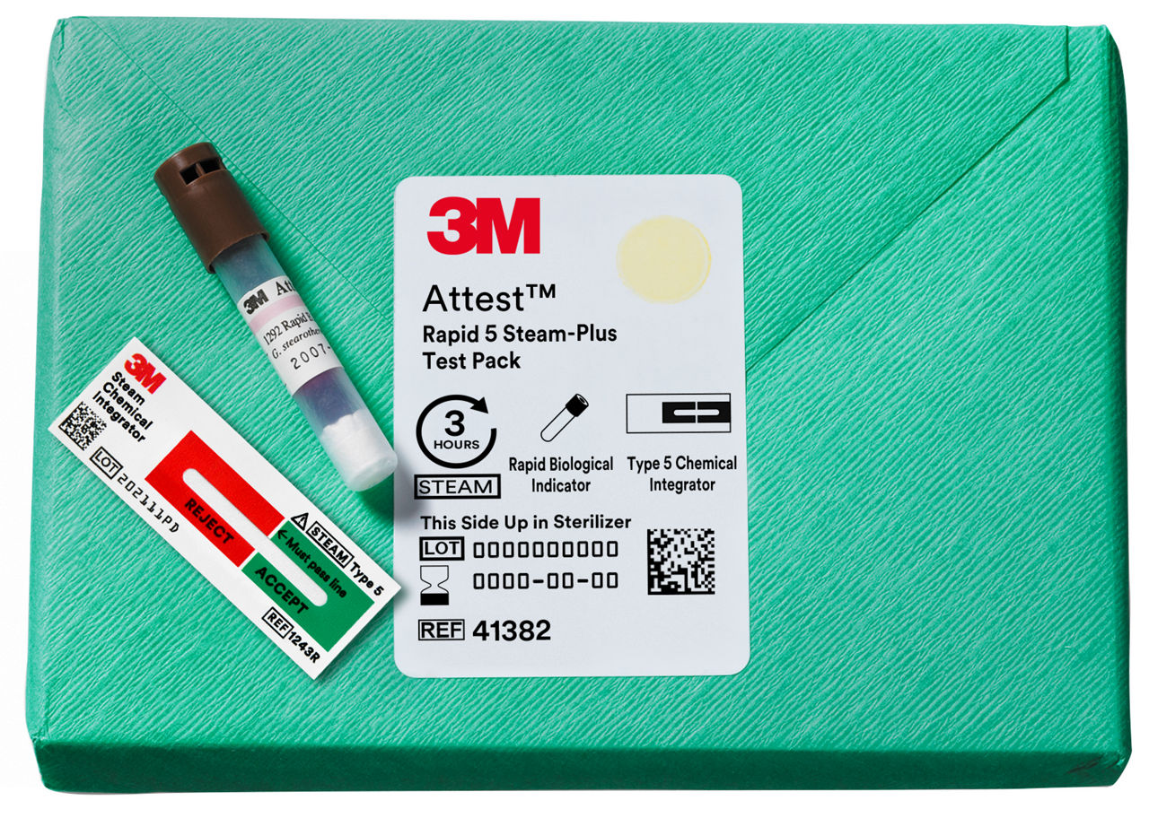 3M™ Attest™ Rapid BI Steam Test Pack, 41382, 16 Sets/Carton, 4Cartons/Case