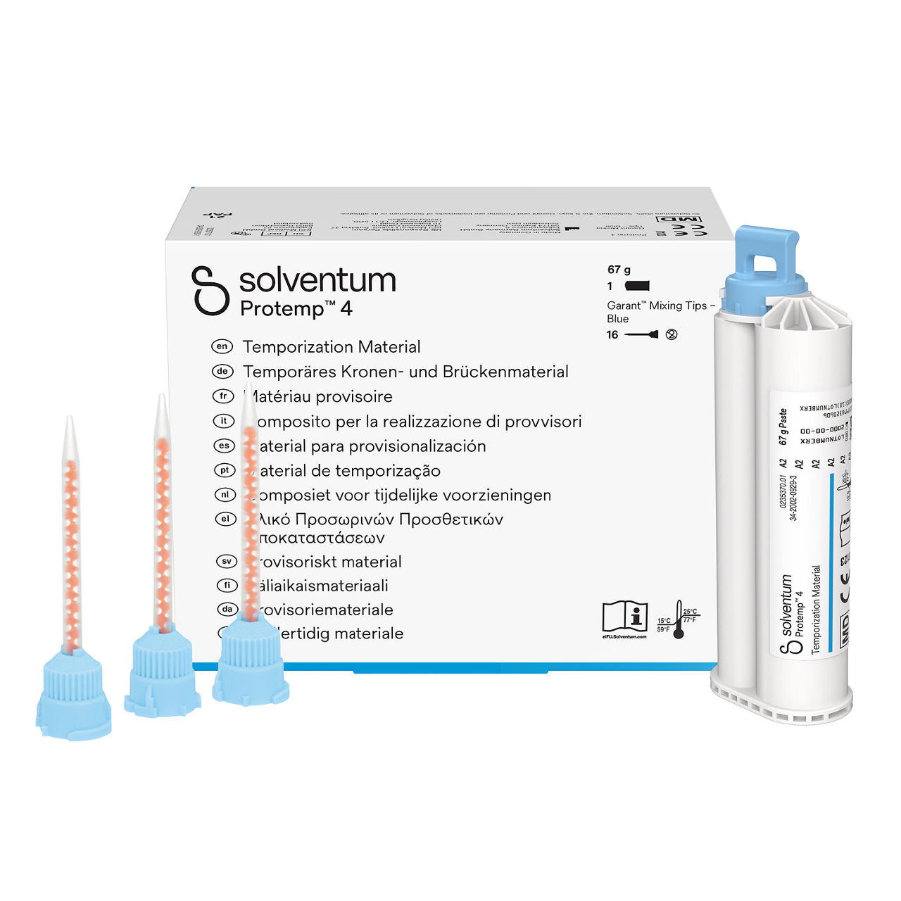 Solventum™ Protemp™ 4 Temporization Material, 46956WE, A2, 67 g Paste, Mixing Tips – Blue