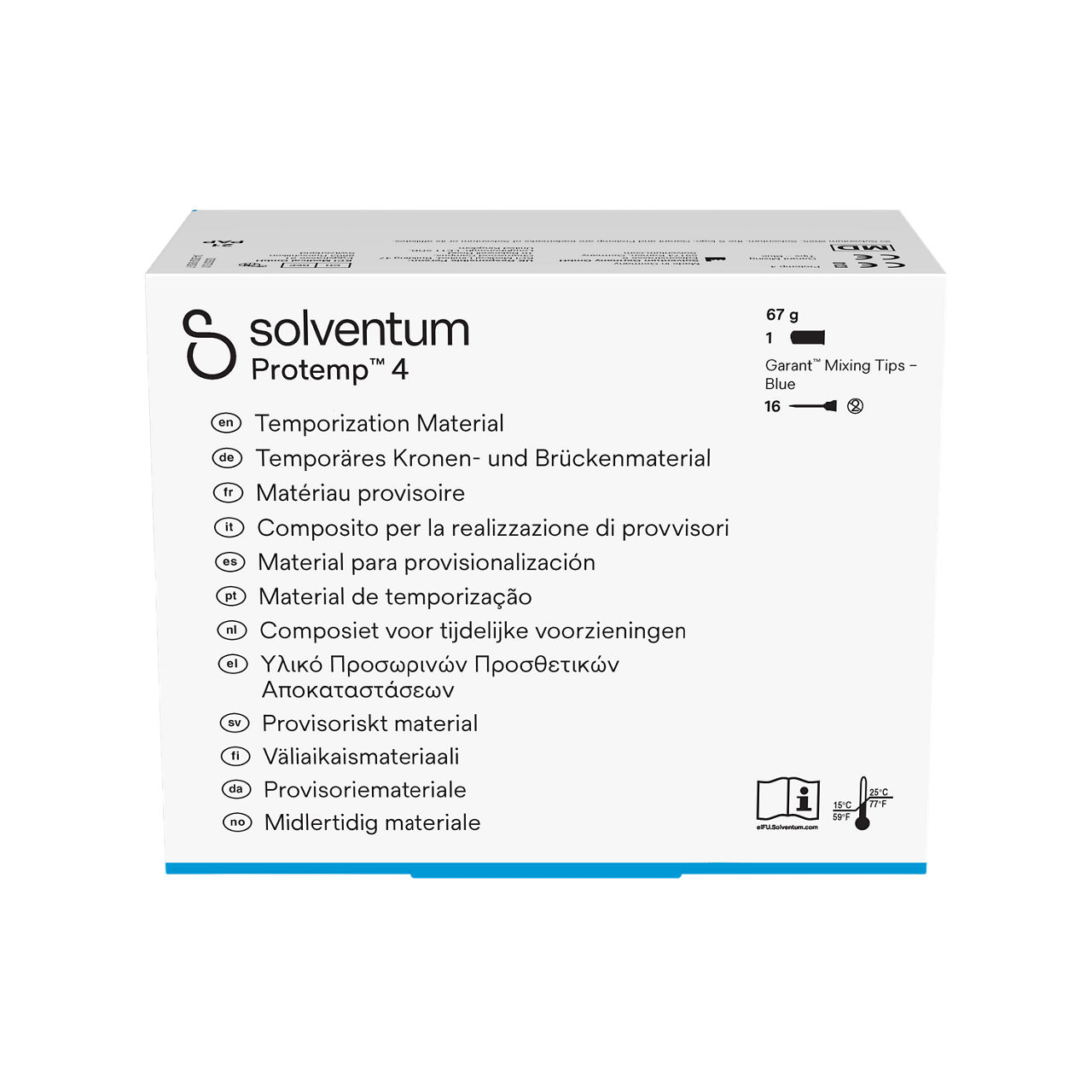 Solventum™ Protemp™ 4 Temporization Material, 46956WE, A2, 67 g Paste, Mixing Tips – Blue - Front, Center, In Packaging (1C1)