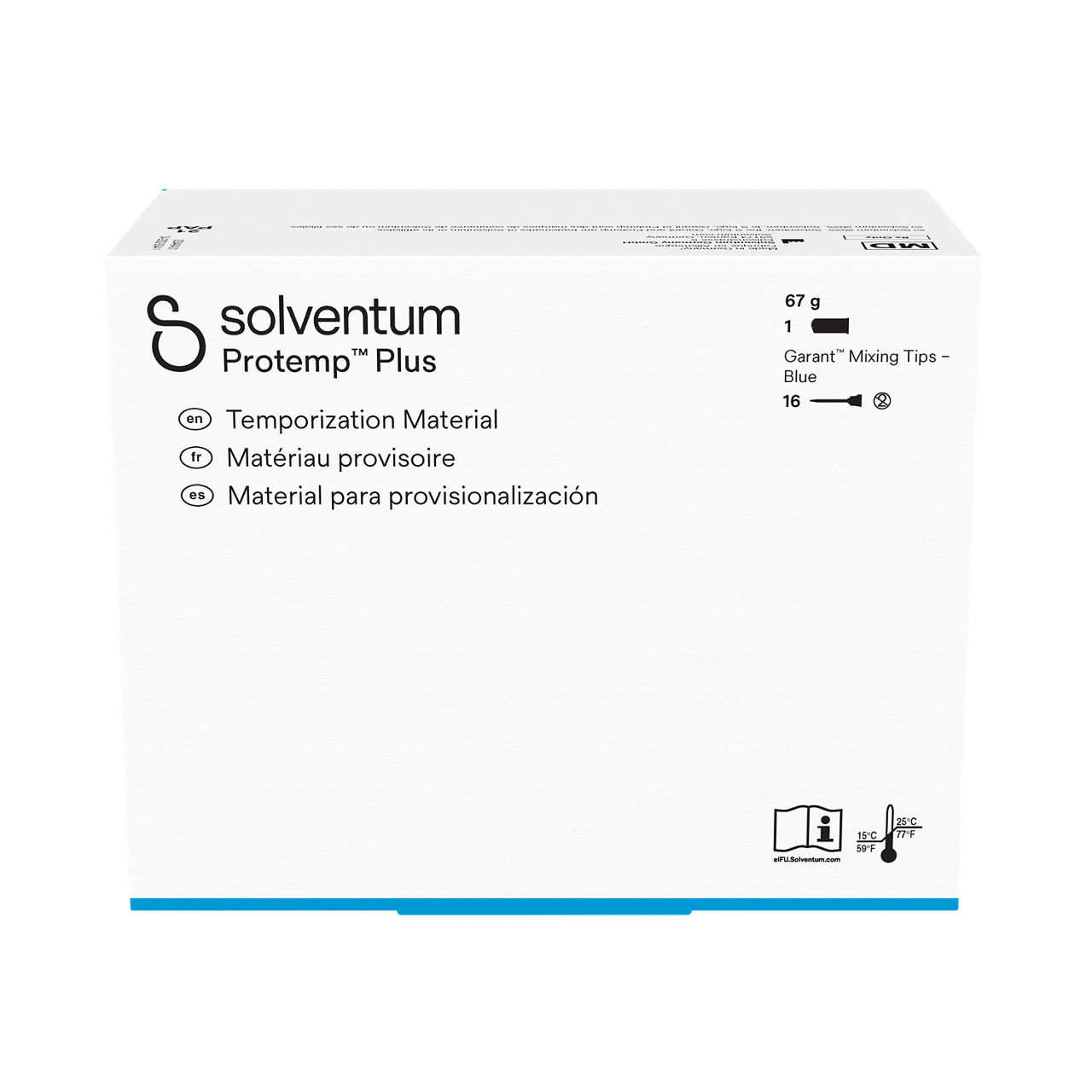 Solventum™ Protemp™ Plus Temporization Material, 46958, A3, 67 g Paste, Mixing Tips – Blue - Front, Center, In Packaging (1C1)
