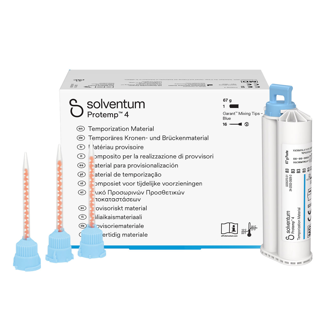 Solventum™ Protemp™ 4 Temporization Material, 46959, Bleach, 67 g Paste, Mixing Tips – Blue
