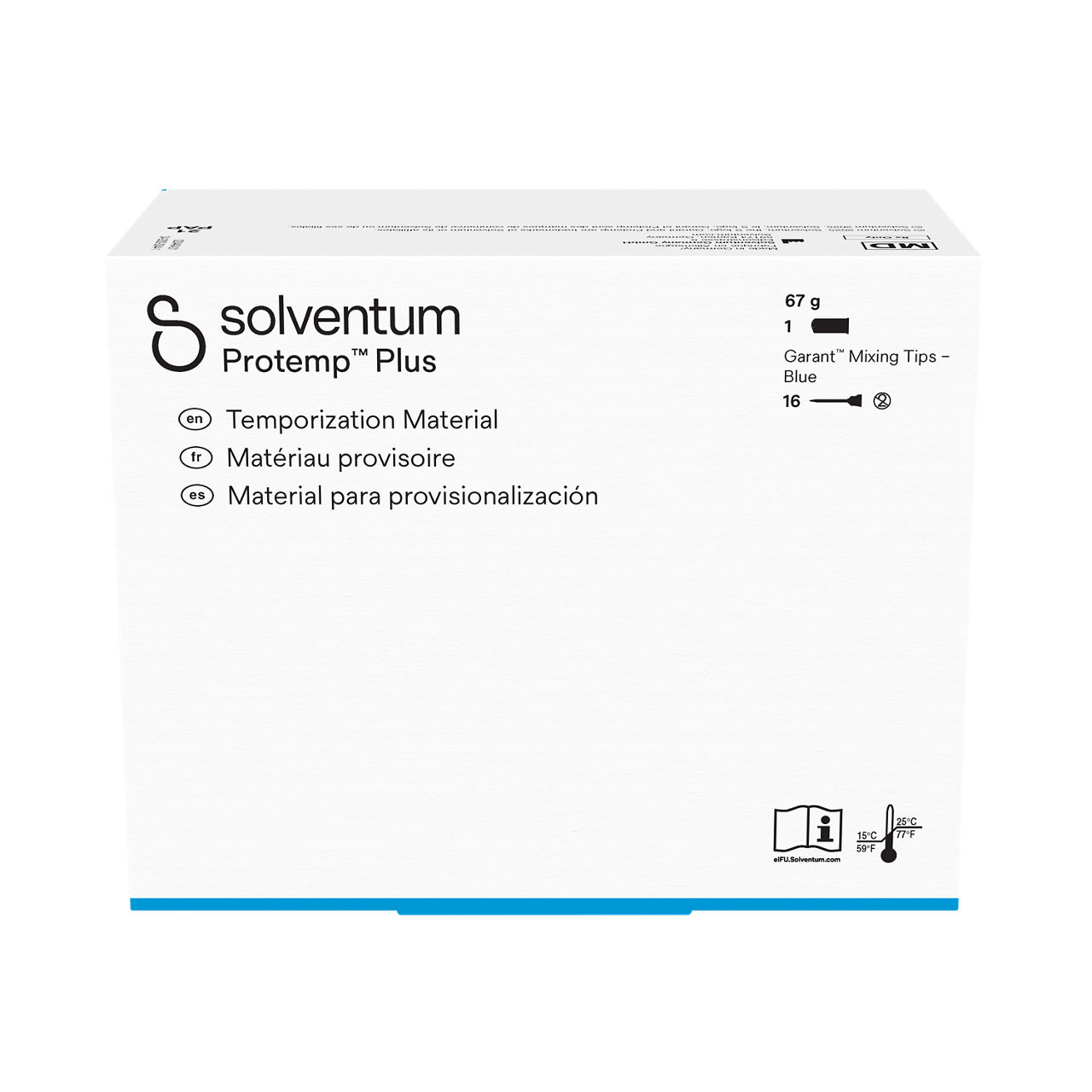 Solventum™ Protemp™ Plus Temporization Material, 46964, Bleach, 67 g Paste, Mixing Tips – Blue - Front, Center, In Packaging (1C1)