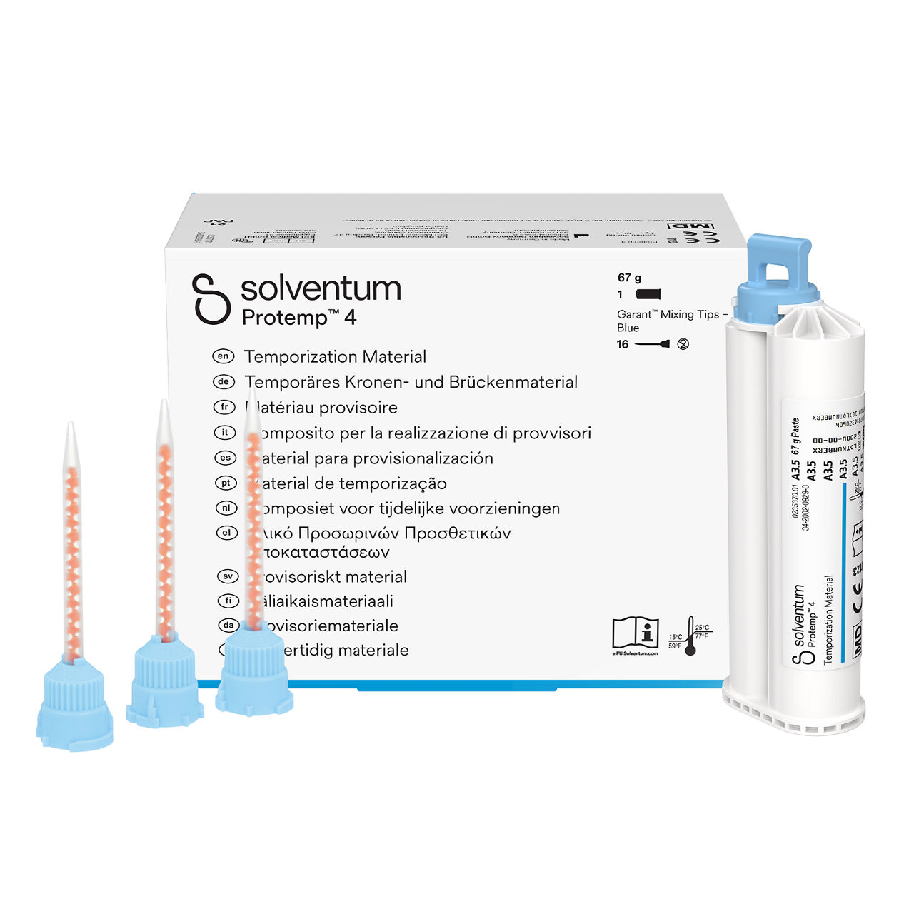 Solventum™ Protemp™ 4 Temporization Material, 46972, A3.5, 67 g Paste, Mixing Tips – Blue