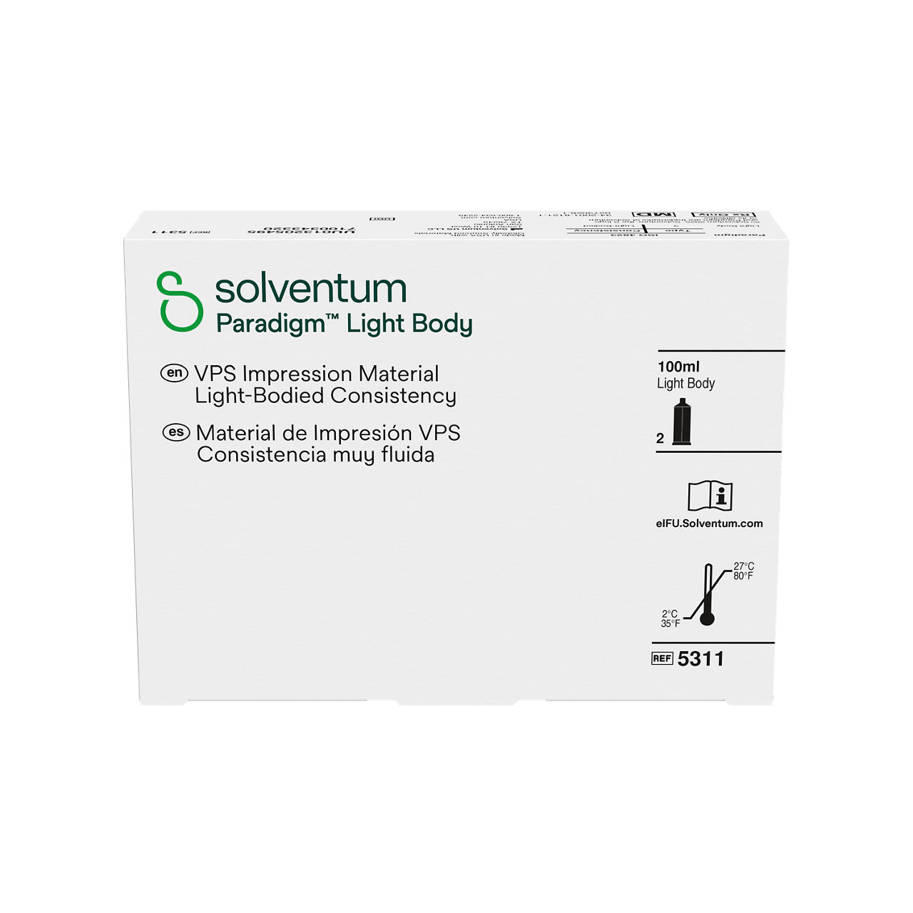 Solventum™ Paradigm™ VPS Impression Material, 5311, Light Body - Front, Center, In Packaging (1C1)