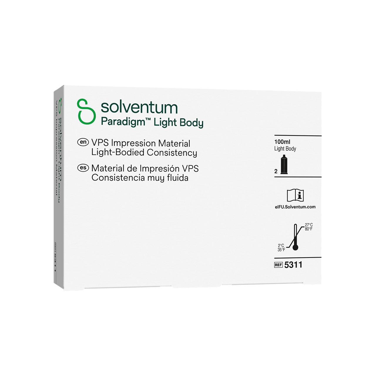 Solventum™ Paradigm™ VPS Impression Material, 5311, Light Body - Front, Left, In Packaging (1L1)