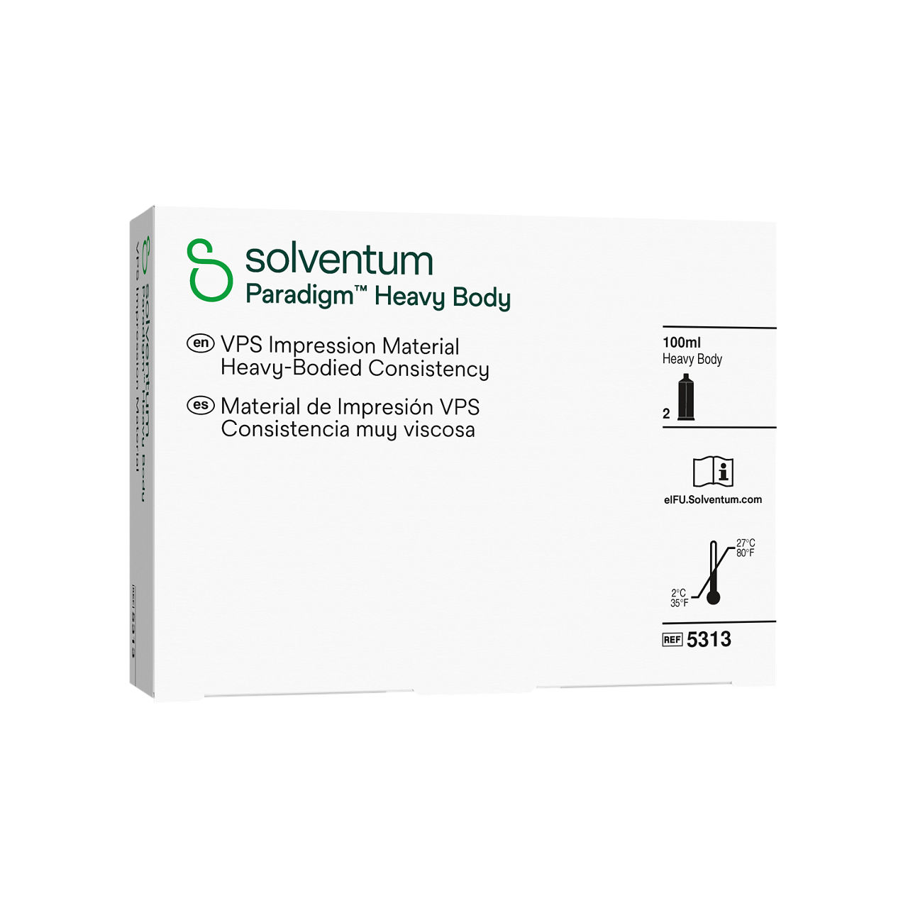 Solventum™ Paradigm™ VPS Impression Material, 5313, Heavy Body - Front, Left, In Packaging (1L1)