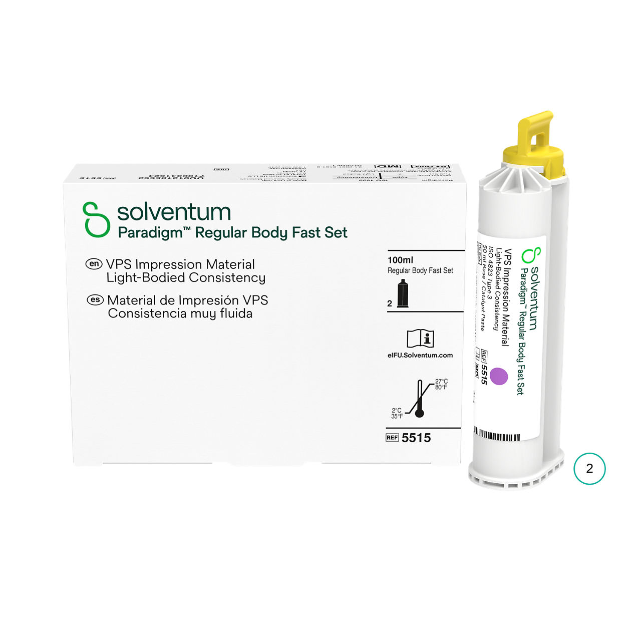 Solventum™ Paradigm™ Regular Body Fast Set VPS Impression Material Refill, 5515, 50 mL, 2/PAC